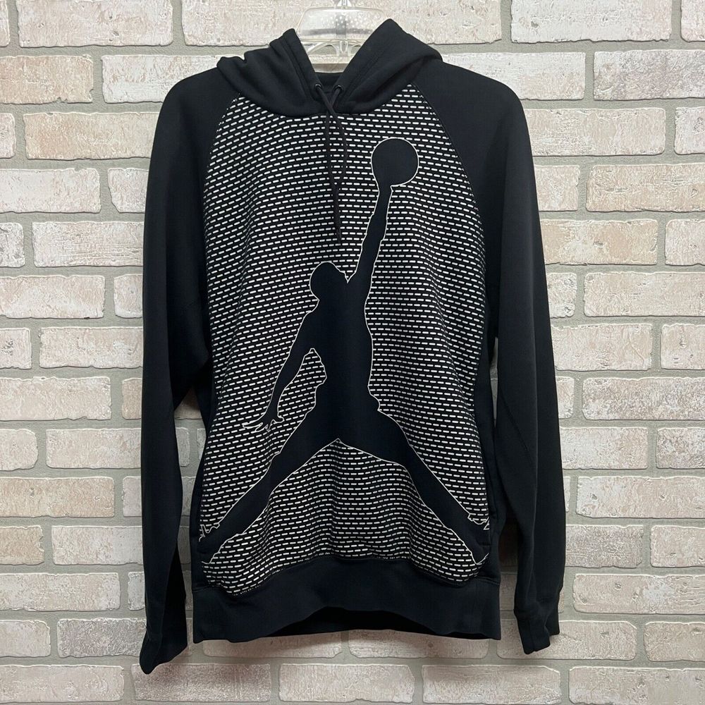 Nike Air Jordan Jumpman Hoodie Mens Size Medium Black Reflective SOFT